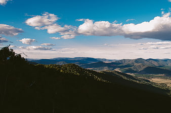 Panoramic Mountain Landscape with Blue Sky and Clouds