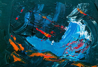 Abstract Blue and Orange Oil Painting Texture