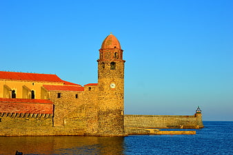 Collioure Church of Our Lady of the Angels at Sunset