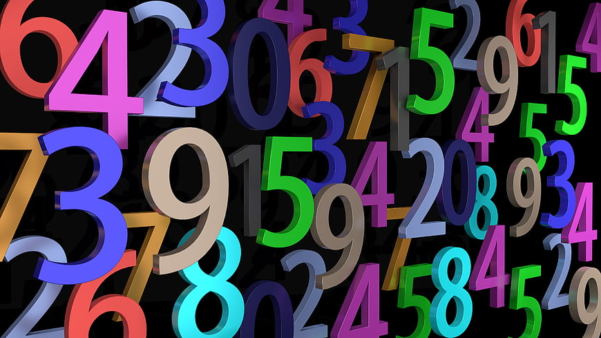 Colorful 3D Numbers Scattered on Black Background