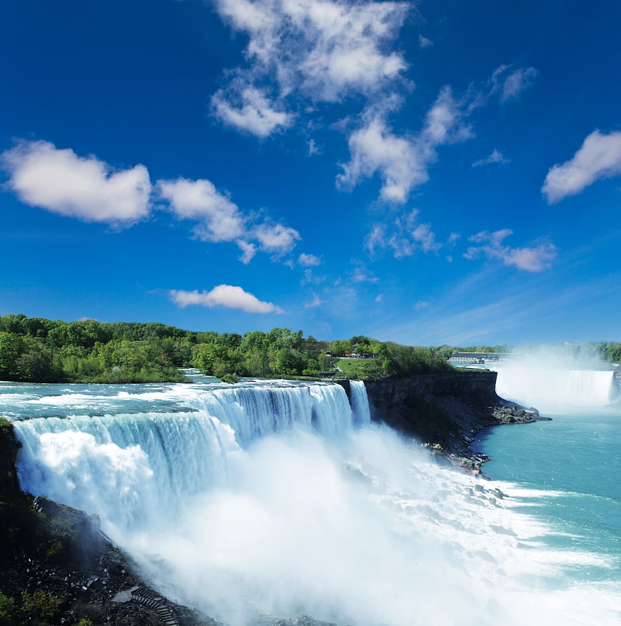 Majestic Niagara Falls Waterfall Landscape with Blue Sky