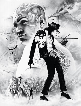 Michael Jackson Tribute Art with Religious and Historical Symbols