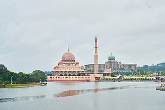 Putrajaya Mosque and Prime Minister's Office by Lake