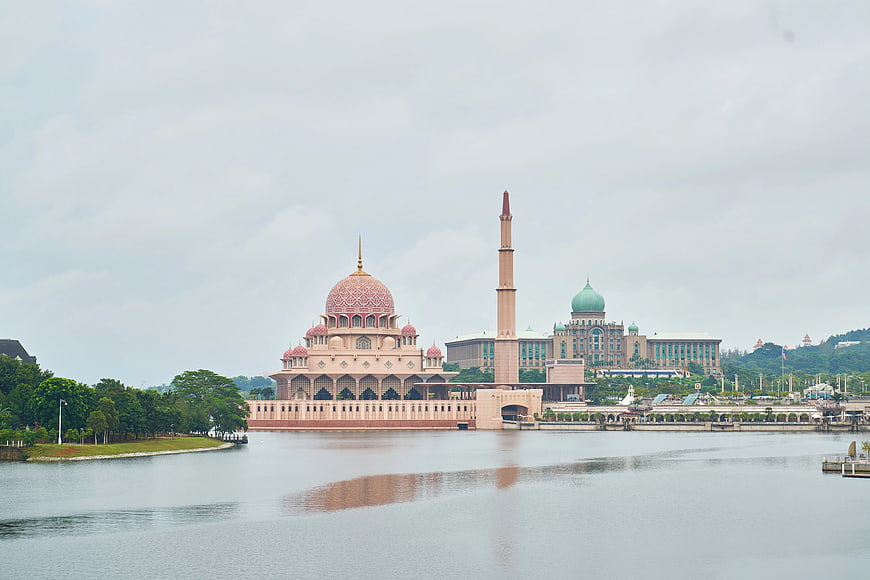 Putrajaya Mosque and Prime Minister's Office by Lake