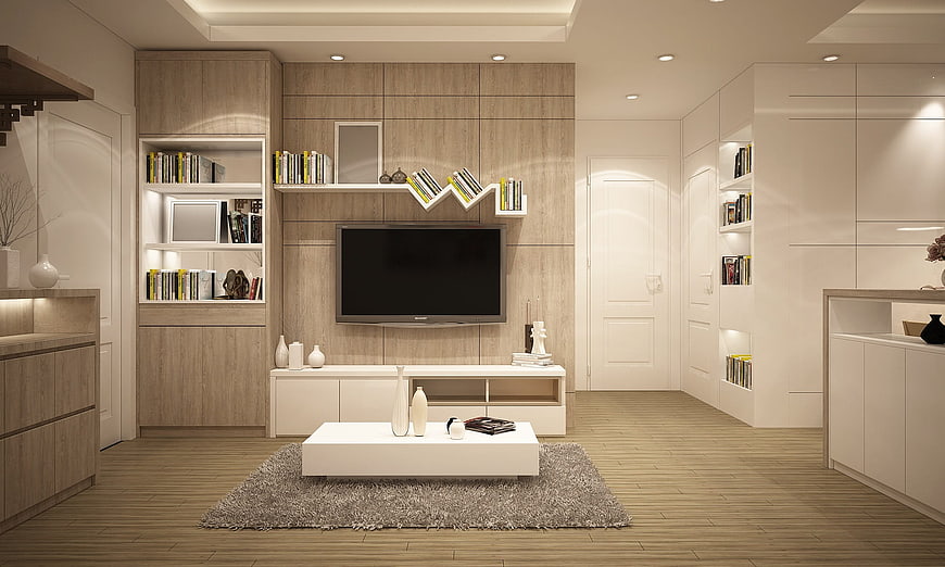 Modern Minimalist Living Room Interior Design With Wood Paneling