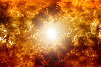 Dramatic Golden Clouds With Bright Sunburst Sky Background