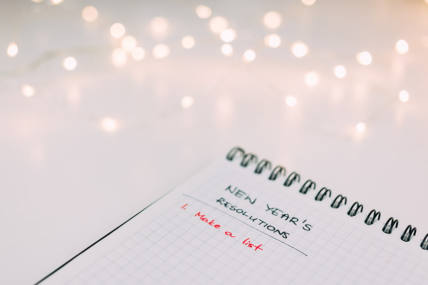 New Year's Resolutions Notebook with Bokeh Lights
