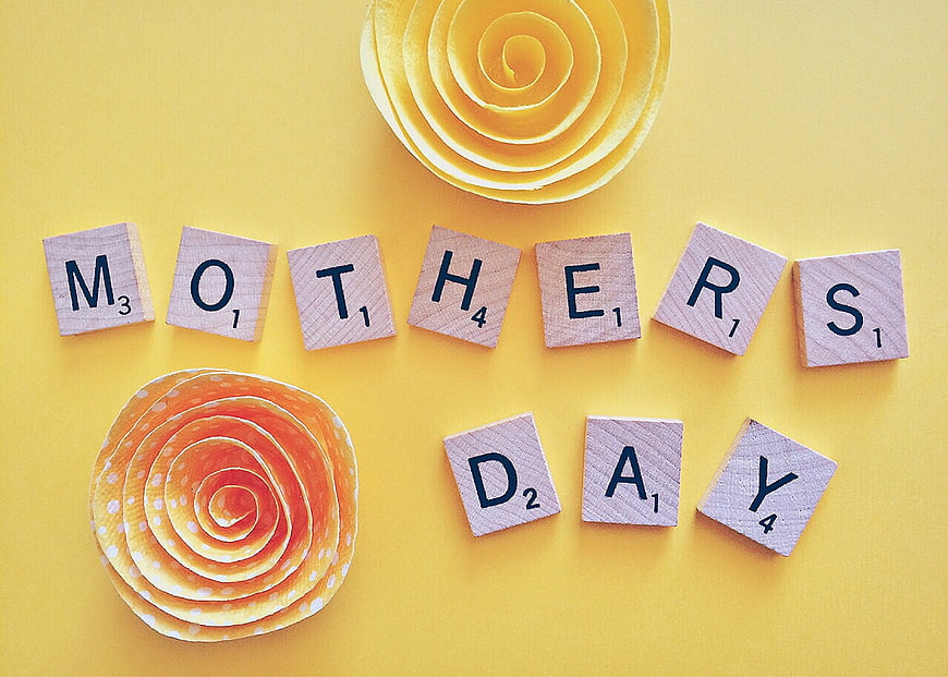 Happy Mother's Day Scrabble Tiles and Paper Flowers