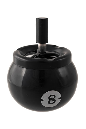 Black 8-Ball Billiards Ashtray On White Background