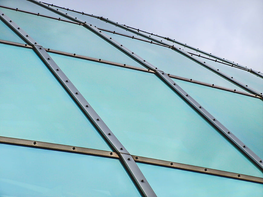 Modern Glass and Steel Architectural Roof Detail