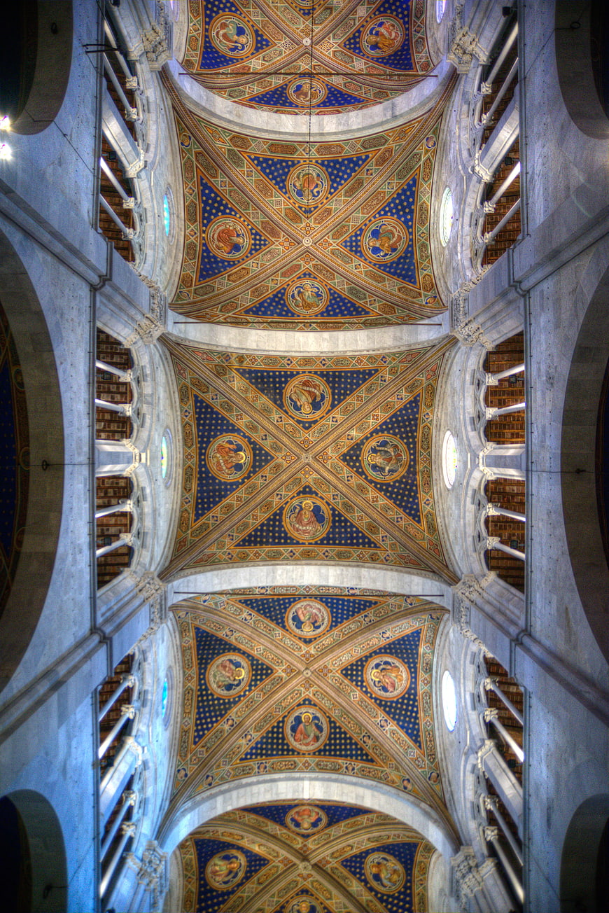 Ornate Blue and Gold Vaulted Cathedral Ceiling