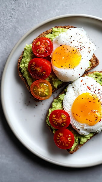 Avocado Toast with Poached Eggs and Cherry Tomatoes