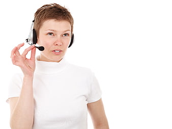 Female Customer Service Agent Wearing Headset On White Background