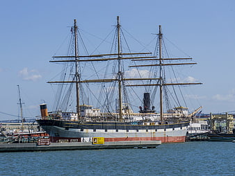 Historic Tall Ship Balclutha Docked in San Francisco Harbor