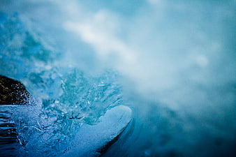 Abstract Blue Ocean Wave Splash with Motion Blur