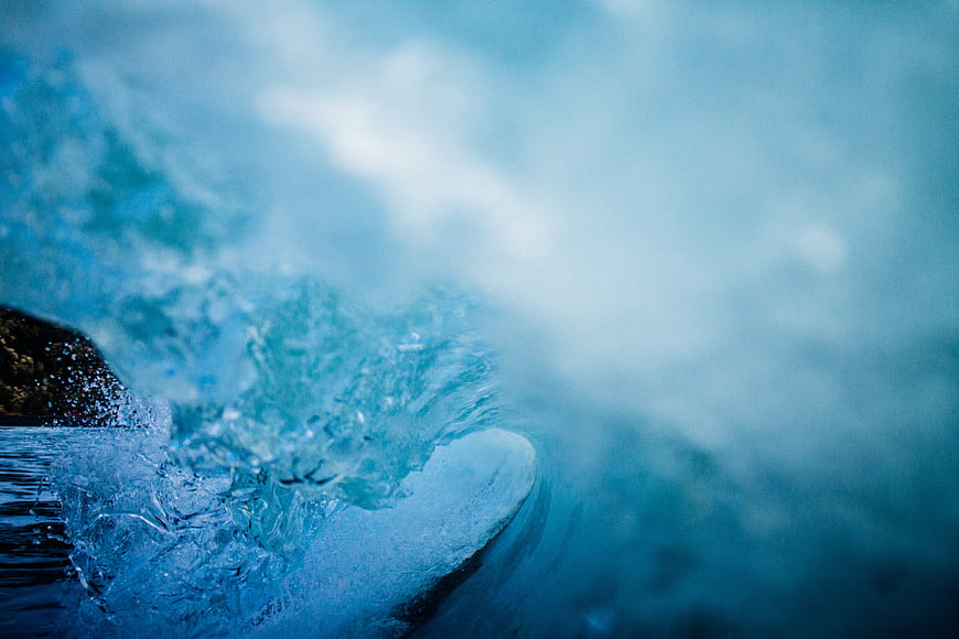 Abstract Blue Ocean Wave Splash with Motion Blur