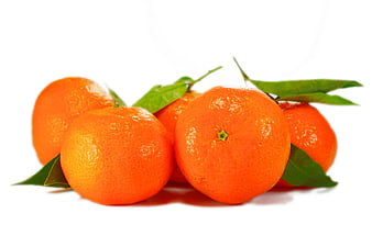 Fresh Oranges With Green Leaves On White Background