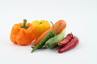 Fresh colorful vegetables on white background