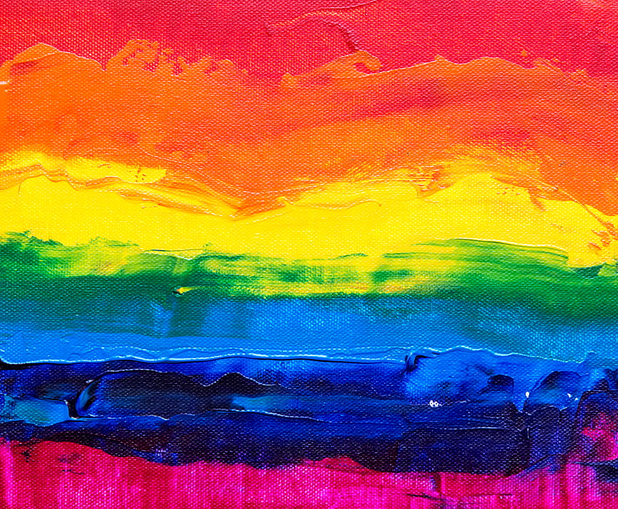 Vibrant Rainbow Acrylic Painting on Canvas Texture