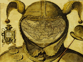 Vintage Jester Map Illustration with World Geography