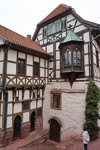 Half-timbered architecture at Wartburg Castle in Eisenach, Germany