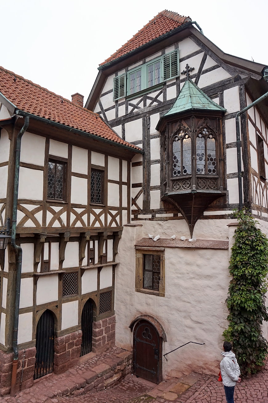 Half-timbered architecture at Wartburg Castle in Eisenach, Germany