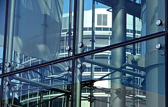 Modern Glass Facade with Metal Structural Supports