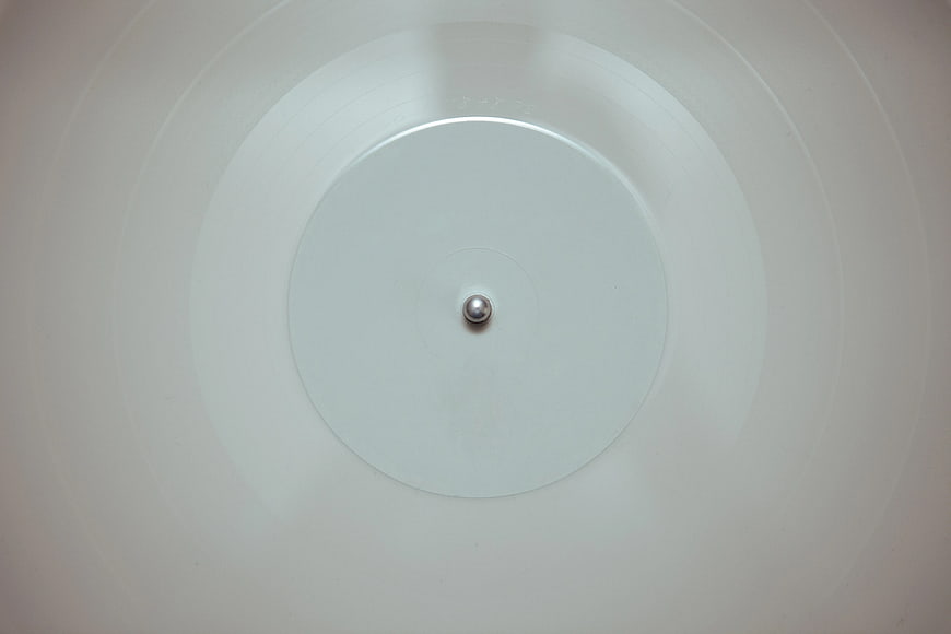 Minimalist white ceiling light fixture with central bulb