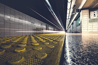 Low angle view of empty Yorkville subway station platform