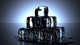 Stack of Melting Ice Cubes with Dramatic Backlighting