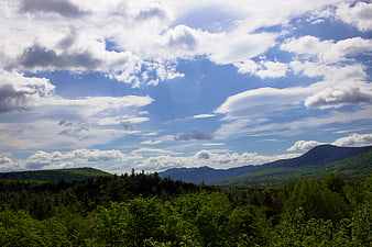 Scenic Mountain Landscape with Blue Sky and Clouds