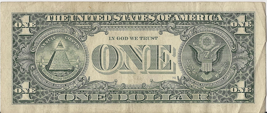 Vintage One Dollar Bill Back Side