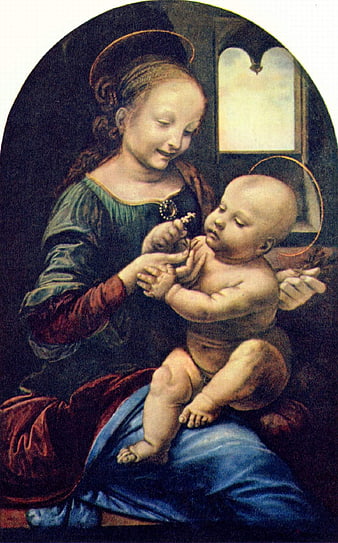 Madonna of the Flower by Leonardo da Vinci, Renaissance Oil Painting