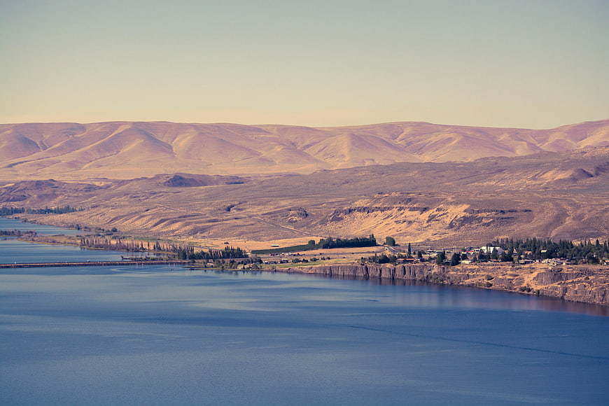 Scenic View of Sea of Galilee with Arid Hills and Clear Sky