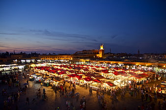 Jemaa el-Fnaa Marrakech Night Market Crowd