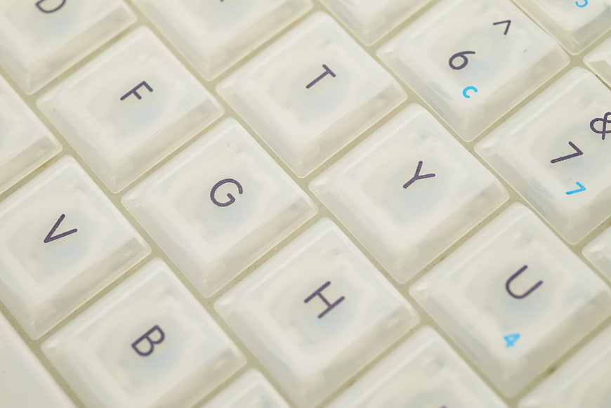 Close-up of white computer keyboard keys