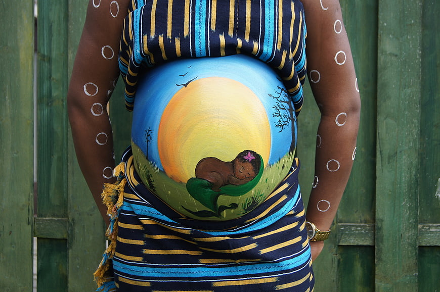 Pregnant Woman With African Baby Belly Painting