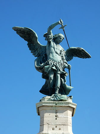 Archangel Michael Statue on Castel Sant'Angelo Pedestal in Rome
