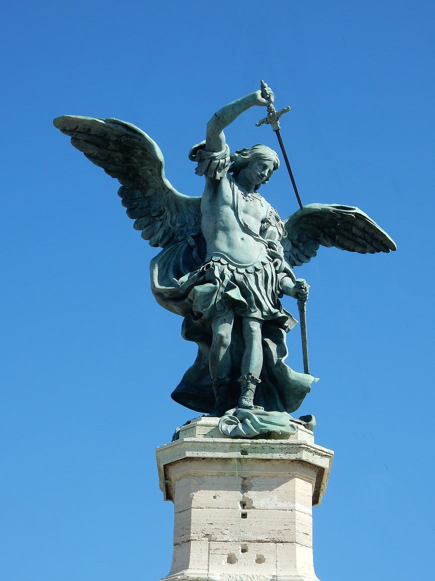 Archangel Michael Statue on Castel Sant'Angelo Pedestal in Rome