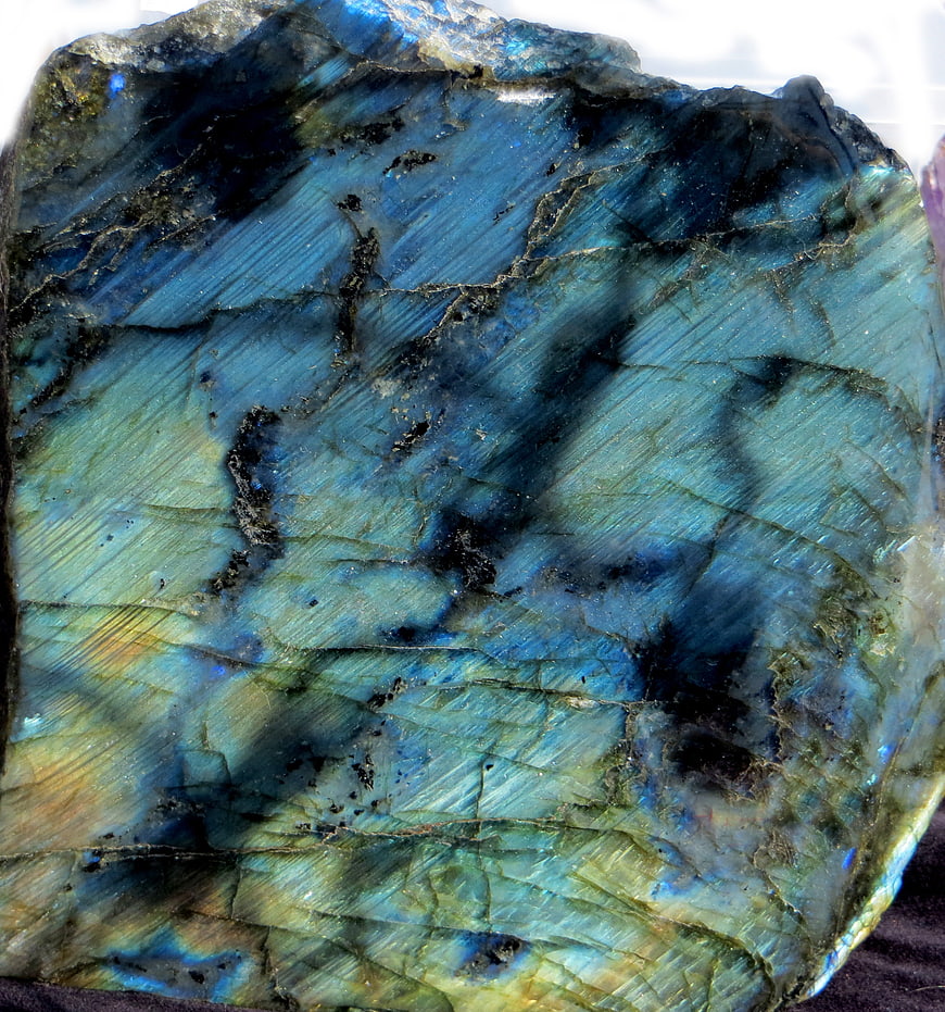 Close-up of Iridescent Blue Labradorite Mineral Stone