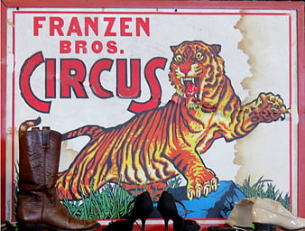Vintage Franzen Bros Circus Poster with Tiger and Shoes