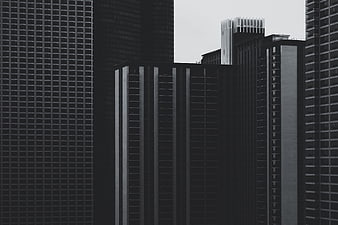Black and white skyscraper architecture cityscape