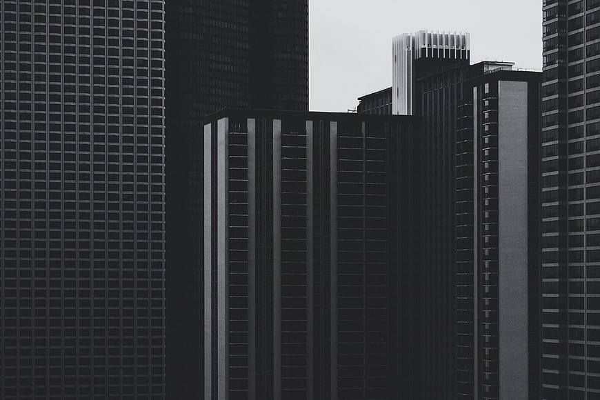 Black and white skyscraper architecture cityscape