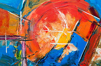 Abstract Acrylic Painting with Bold Red and Blue Brushstrokes