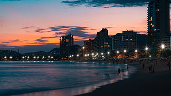 Acapulco Beach Sunset Skyline Mexico Ocean Cityscape