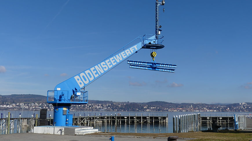 Blue Bodenseewerft Crane at Lake Constance Shipyard