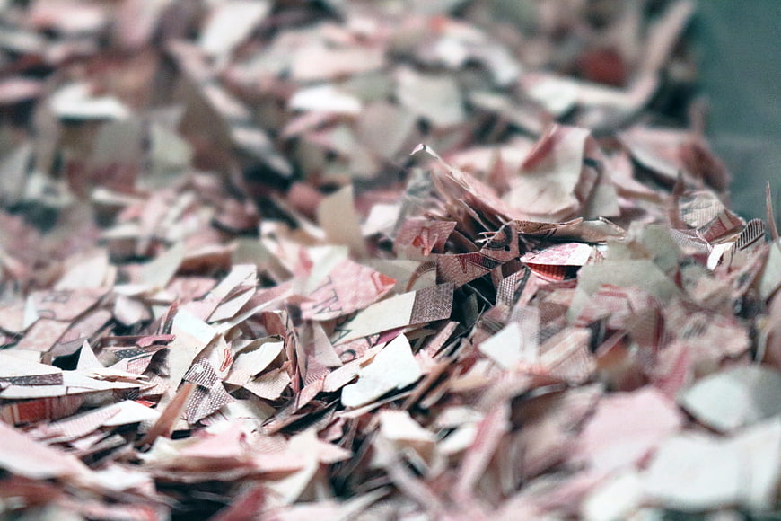 Shredded Brazilian Real Banknotes in Pile