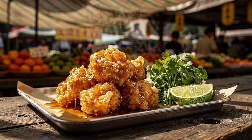 Crispy Sweet and Sour Fried Chicken Bites with Lime and Cilantro