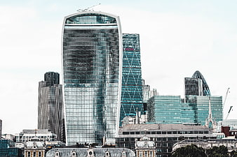 London City Skyline with 20 Fenchurch Street and Gherkin