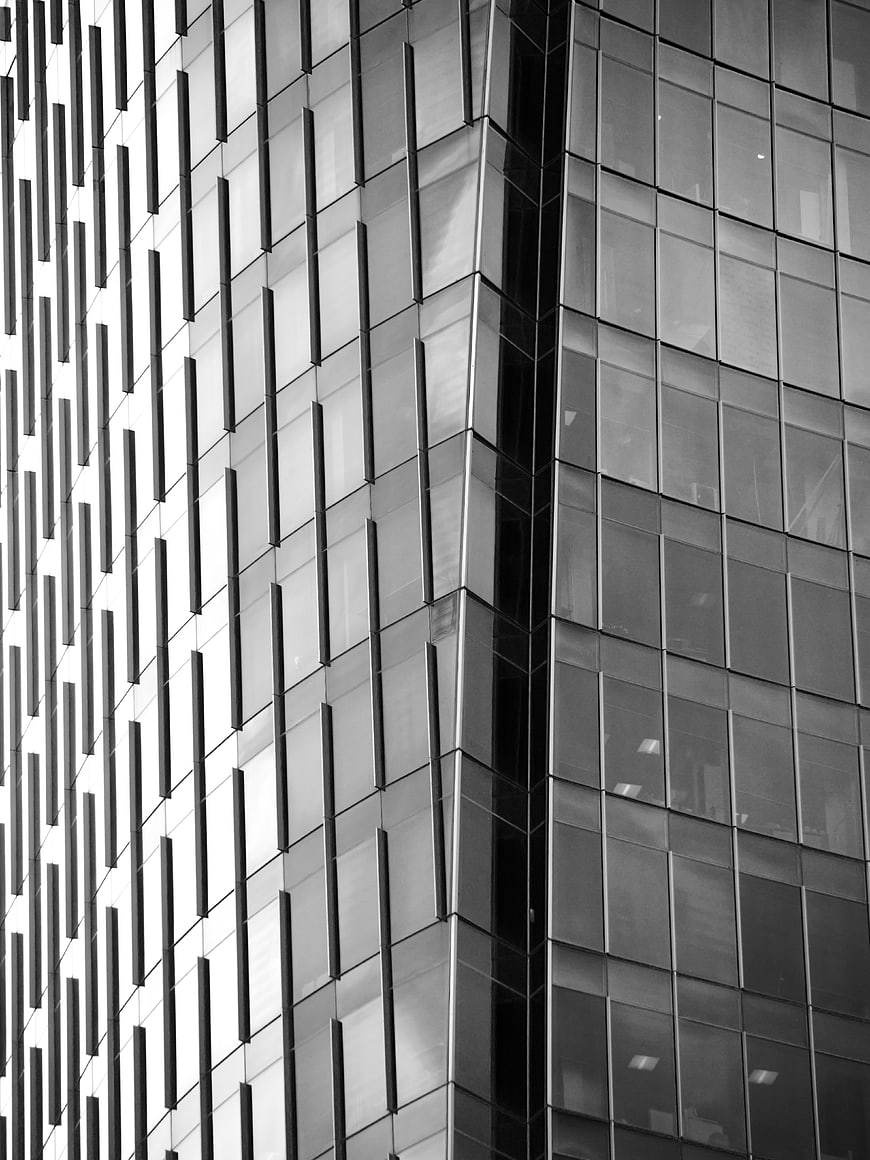 Abstract Black and White Modern Glass Building Facade